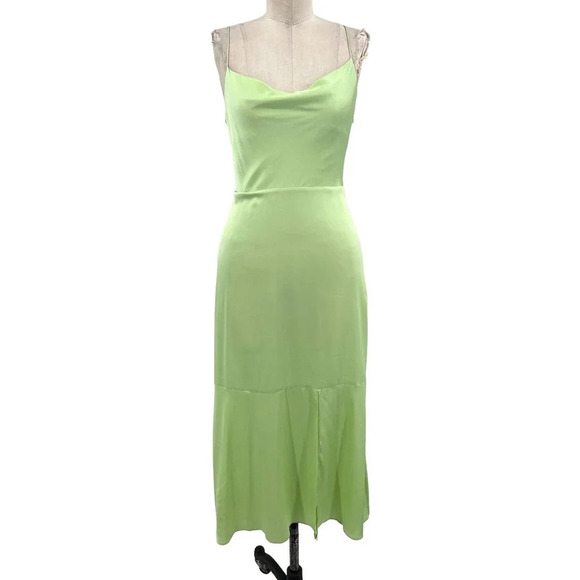 INTERMIX Paris‎ Silk Slip Dress Pistachio Green Size 0 - Picture 2 of 10